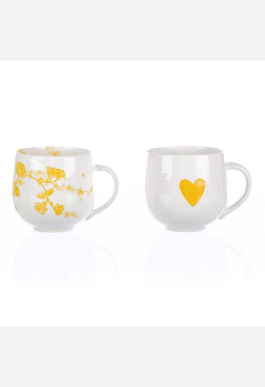 Tabletop Ceramics - Victoria Floral & Heart Fatties Set – Yellow