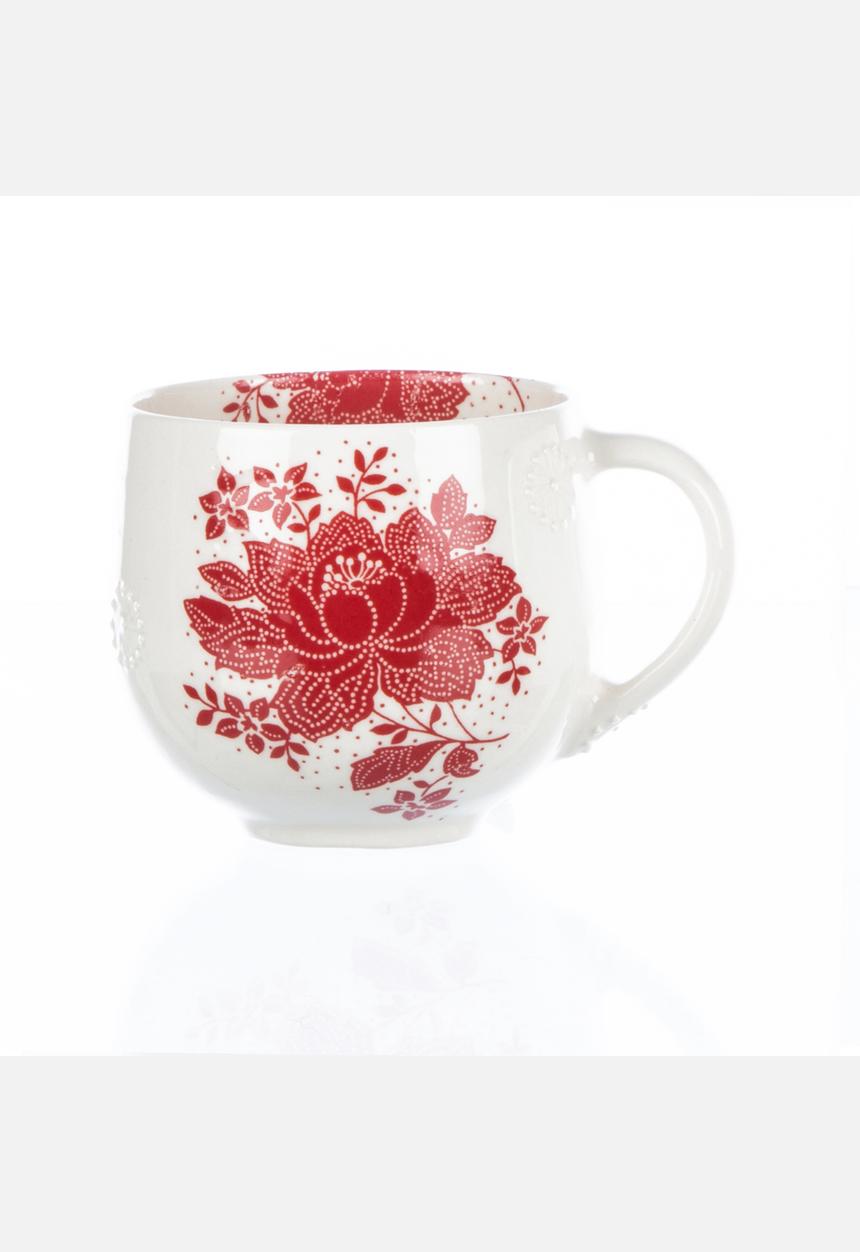 Tabletop Ceramics - Batik Floral & Dark Heart Fatties Set – Red