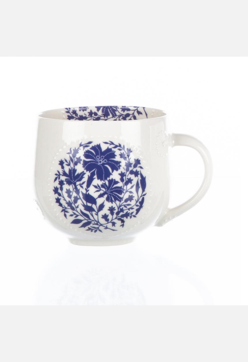 Tabletop Ceramics - French Floral & Heart Fatties Set – Royal Blue
