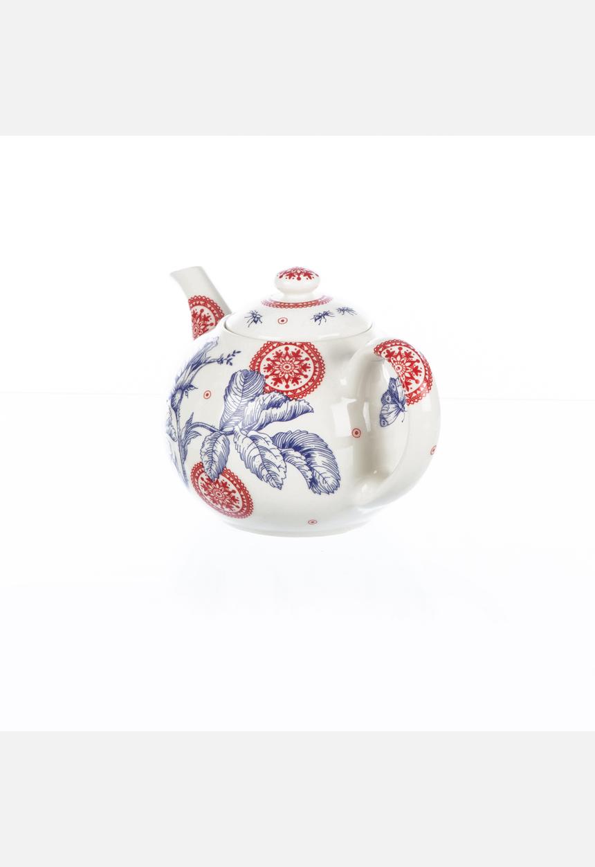 Tabletop Ceramics - Floral 6 Cuppa Teapot – Red & Blue