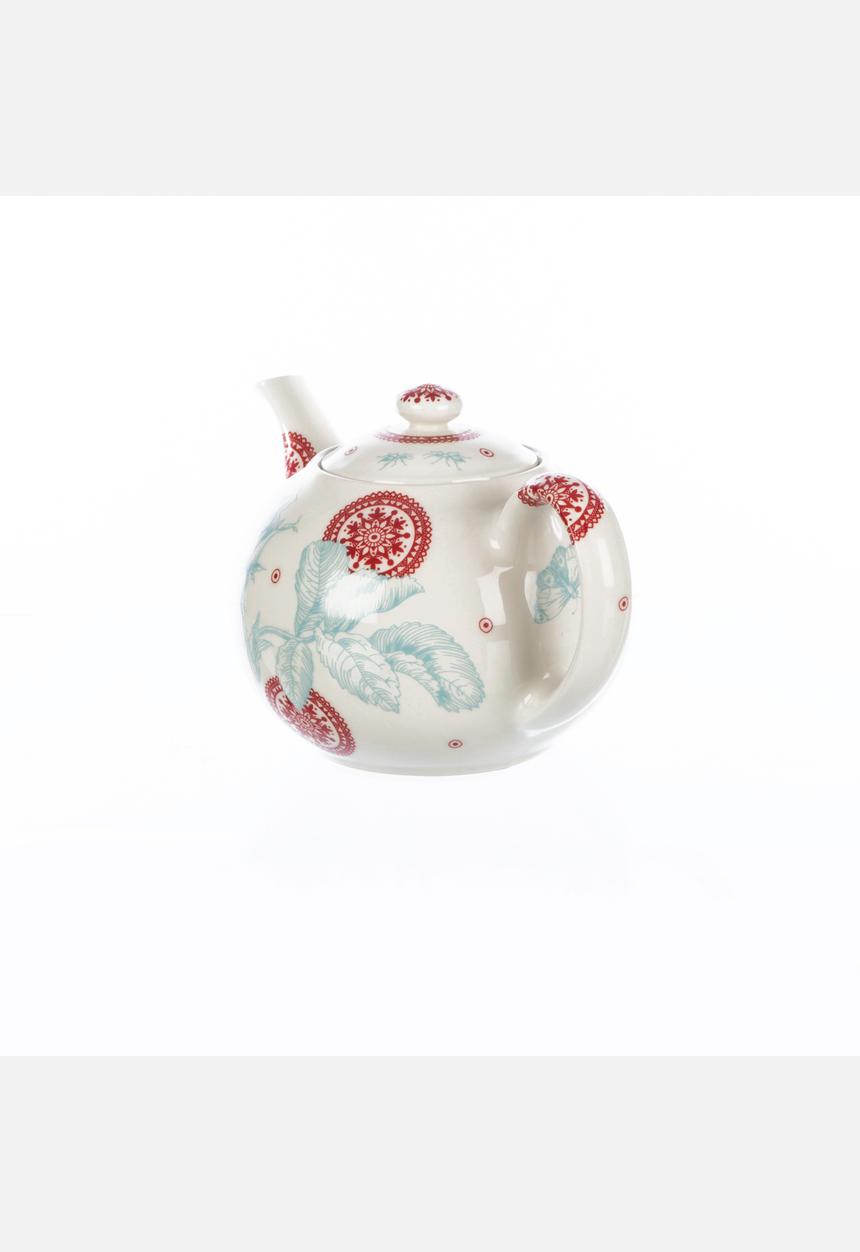 Tabletop Ceramics - Floral 6 Cuppa Teapot – Turquoise & Red