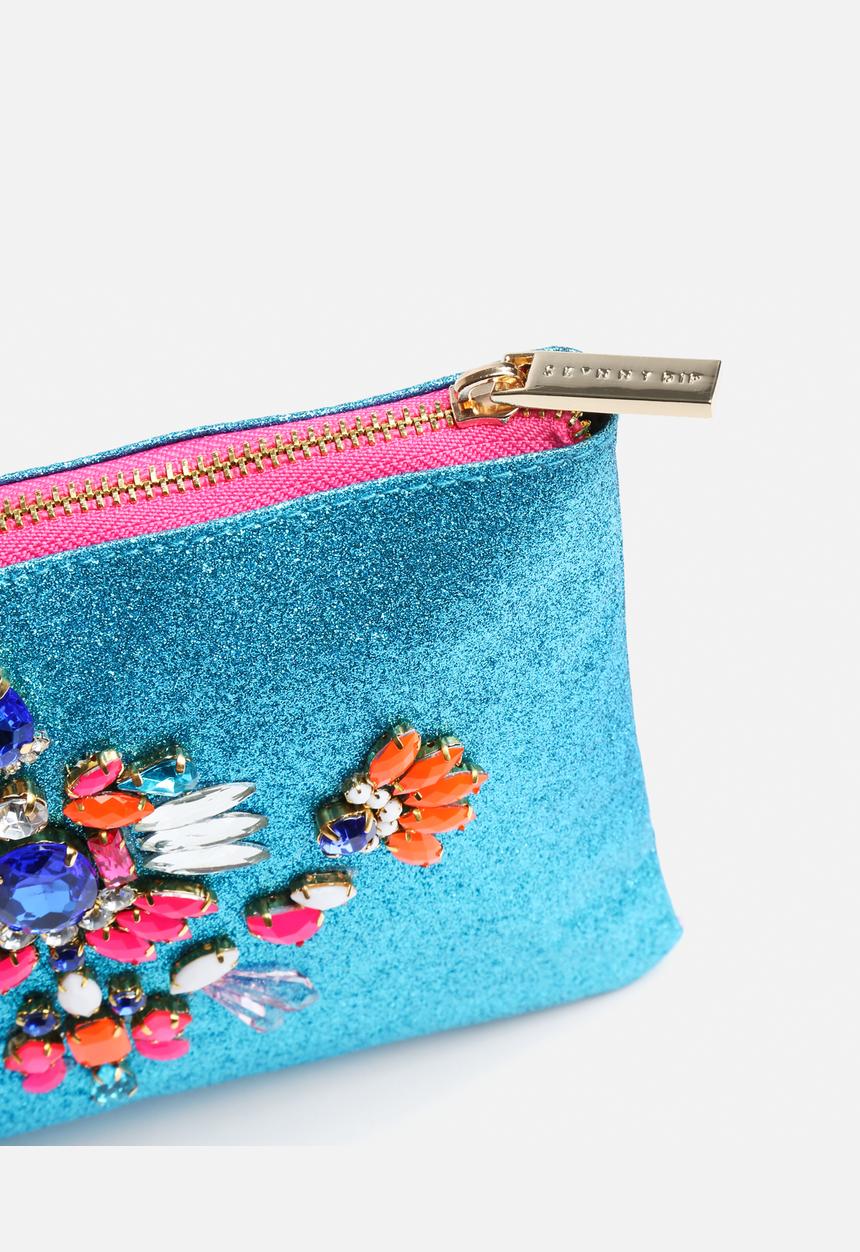Skinnydip - Aqua Glitter Clutch