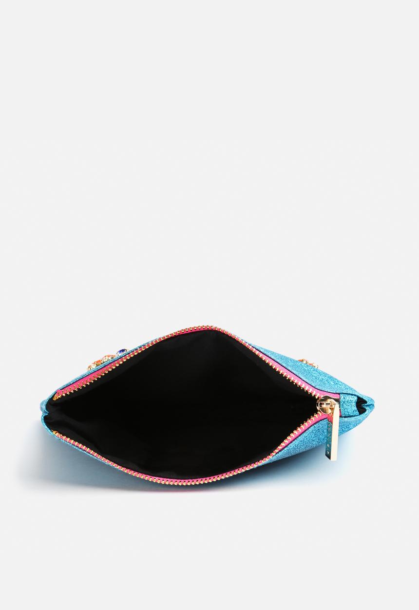 Skinnydip - Aqua Glitter Clutch