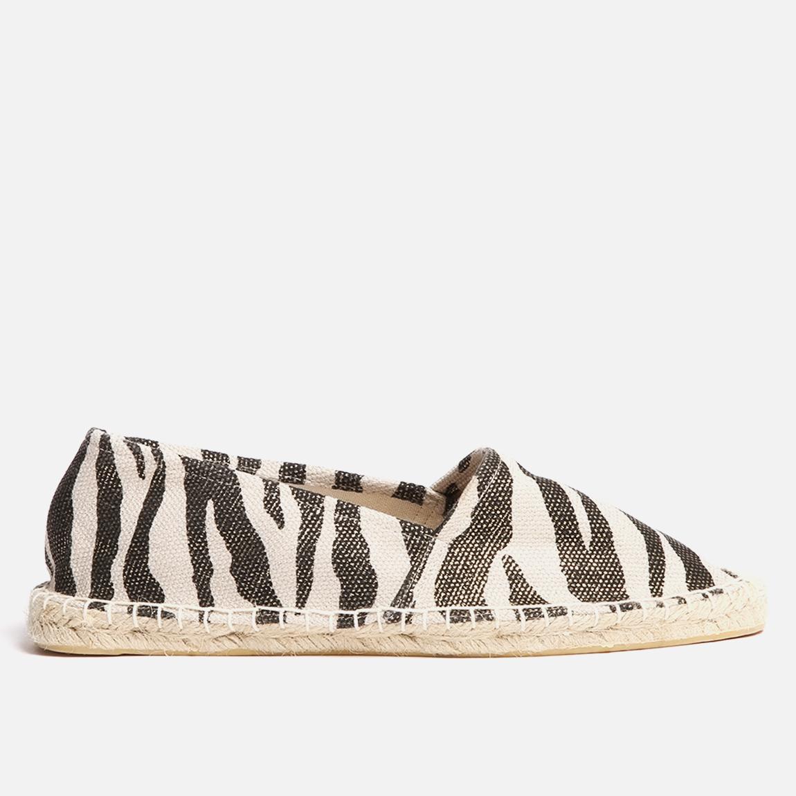 PIECES HAISHA Espadrillos Damen – Zebra Creme Design, Canvas, Flache Gummisohle
