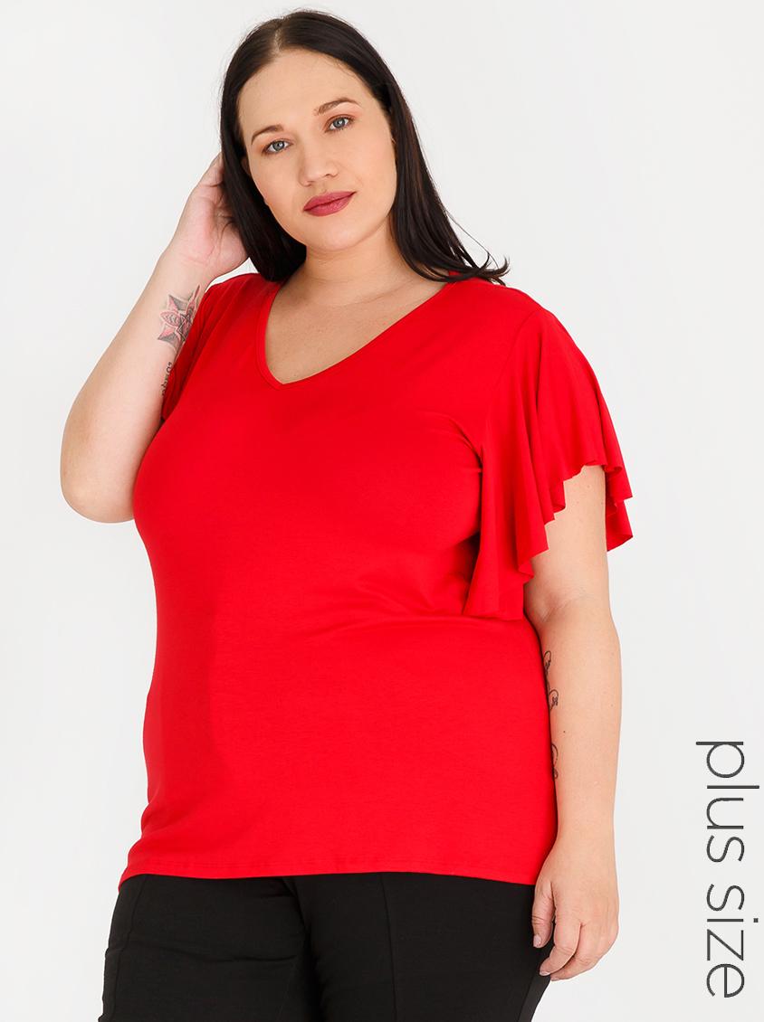 Flutter style Sleeve Top - Red edit Plus Tops | Superbalist.com