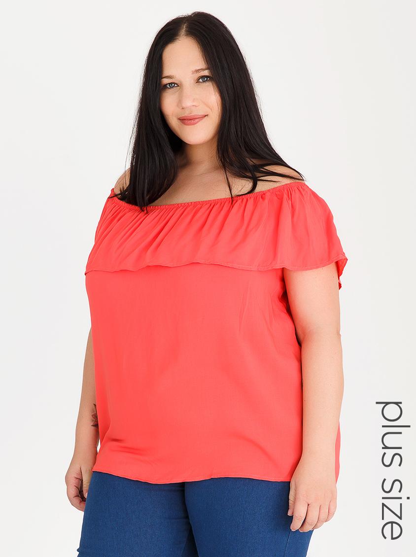 Bardot tunic coral STYLE REPUBLIC PLUS Tops