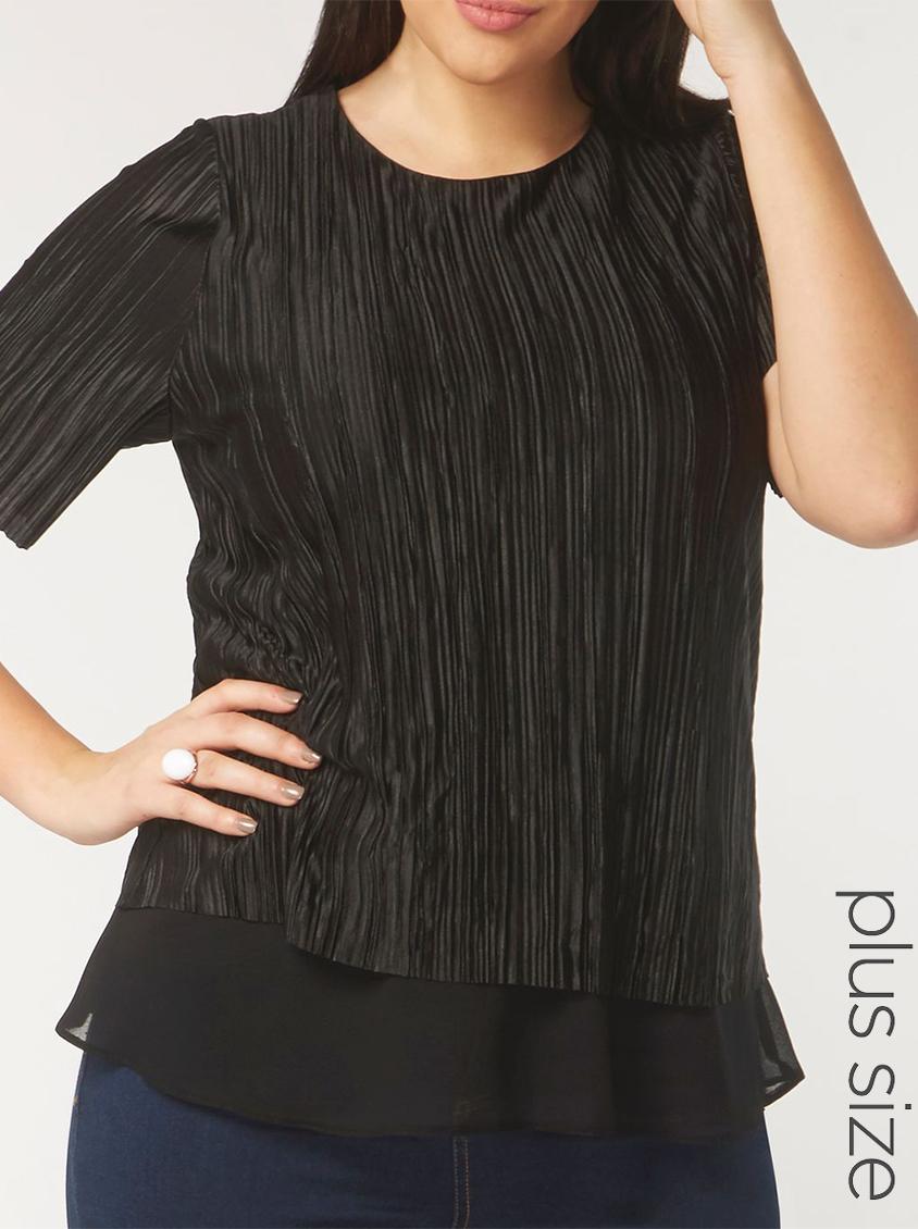 Short Sleeve Pleated Top Black EVANS Tops | Superbalist.com