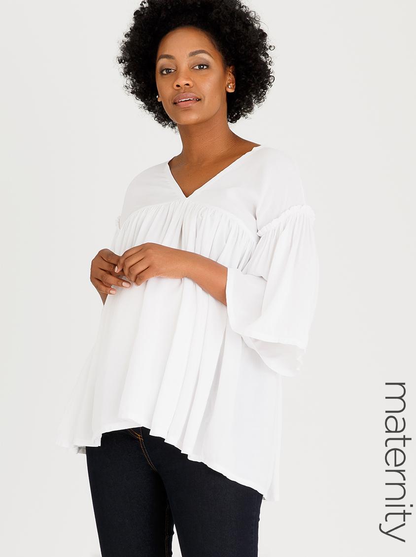 white flowy top short sleeve