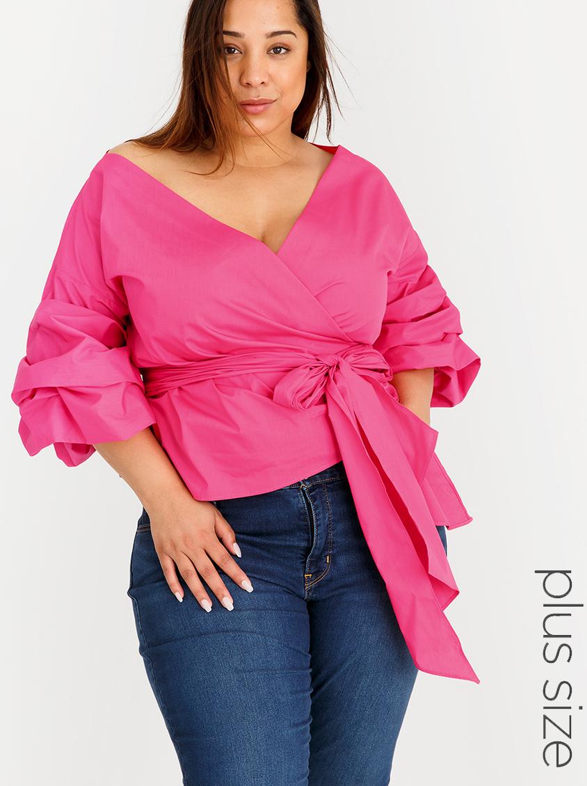Puff Sleeve Blouse Cerise Pink STYLE REPUBLIC PLUS Tops | Superbalist.com